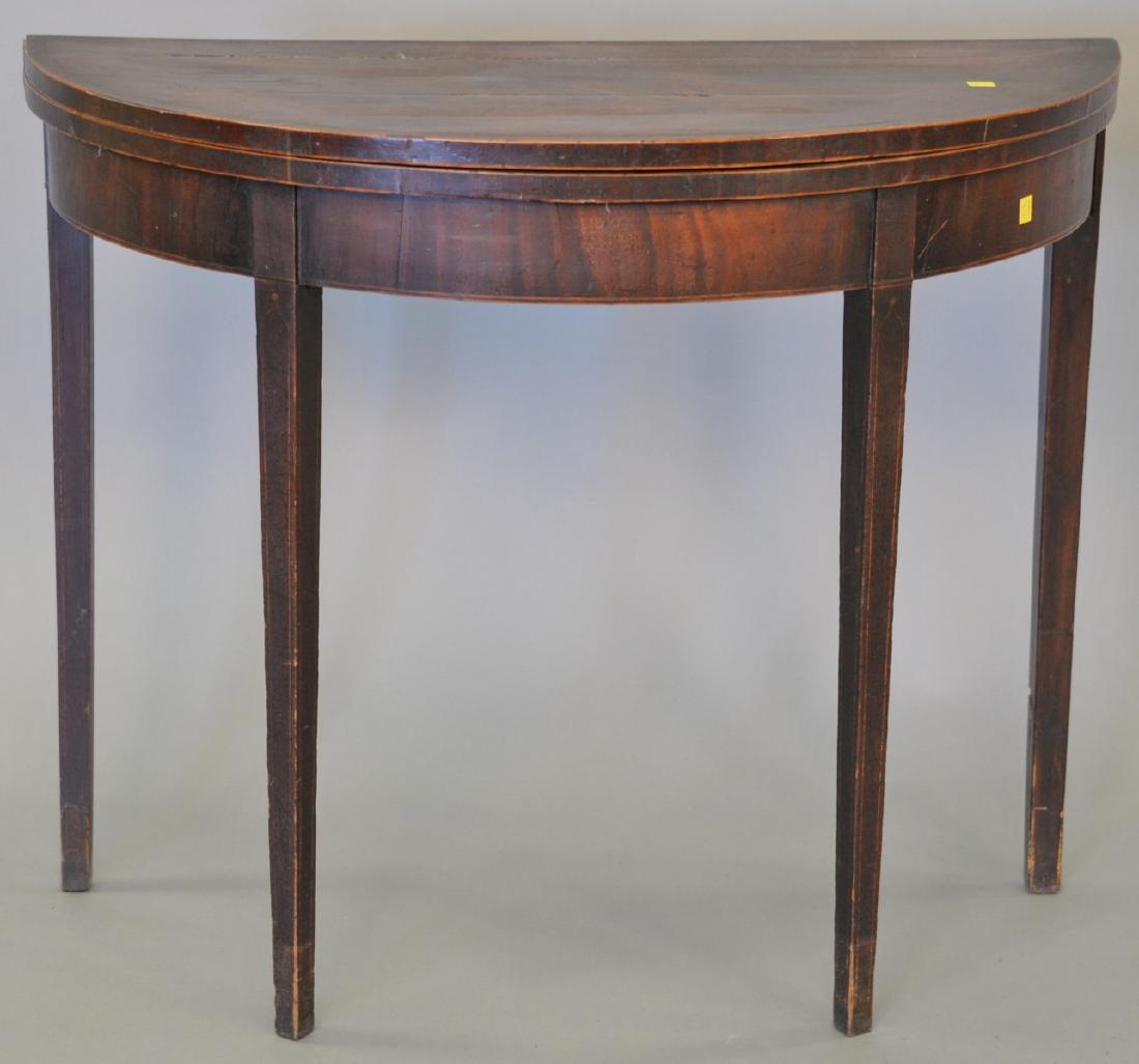 George III mahogany demilune game table with line (1 of 4)