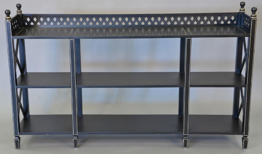 Contemporary black three tier shelf. ht. 40 1/2 in., (1 of 4)