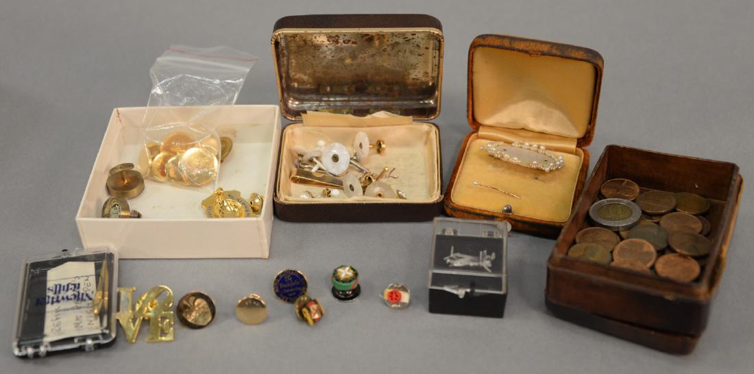 Tray lot to include cufflinks, buttons, etc., some (1 of 4)