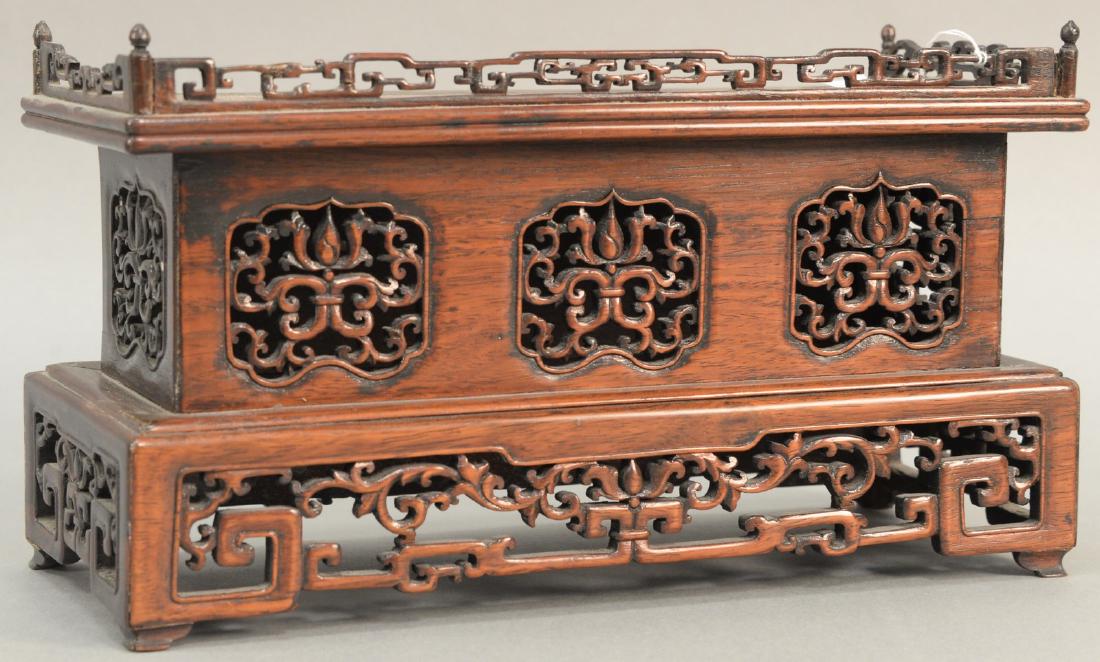 Chinese hardwood altar table top stand with reticulated (1 of 5)