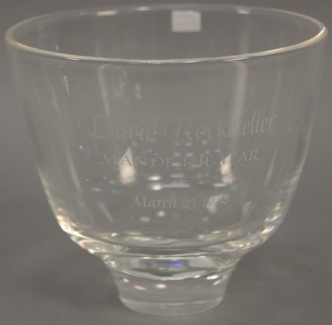 Steuben crystal bowl, monogrammed: David Rockefeller, (1 of 4)
