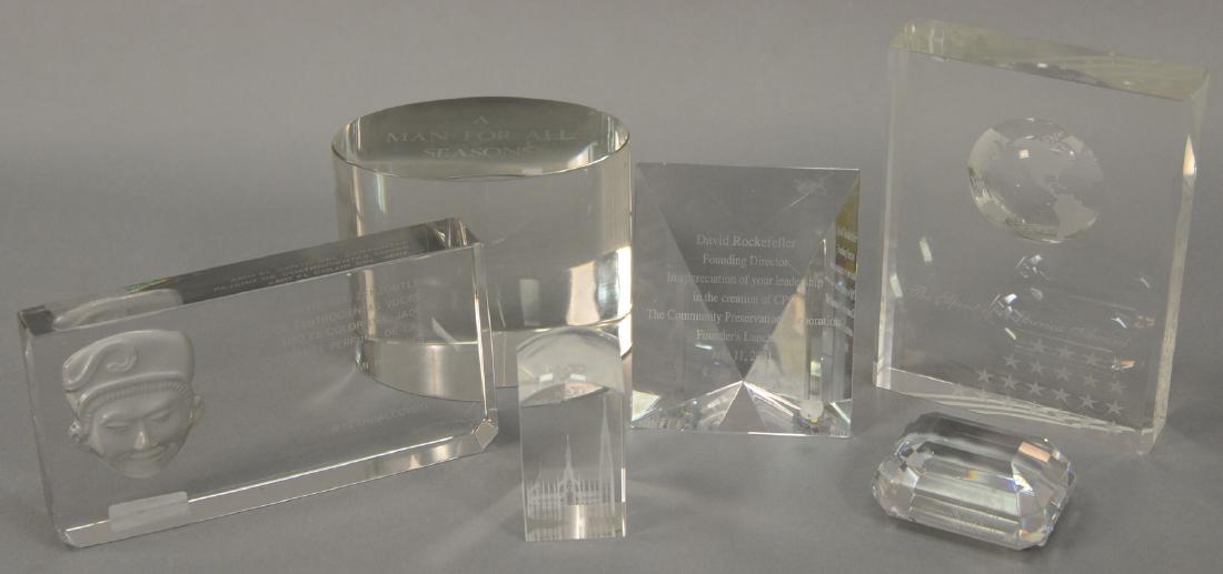 Group of six crystal awards and paperweights including (1 of 6)