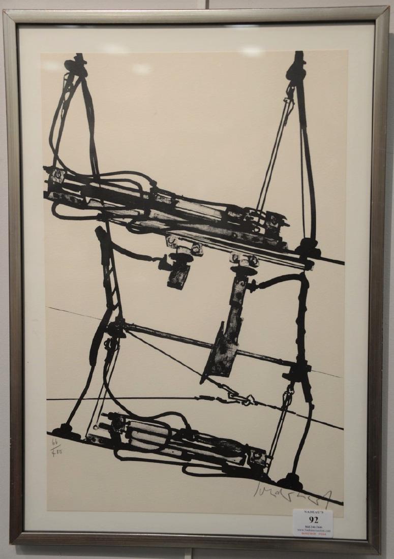 Kurt Rudolf Hoffman Sonderborg, lithograph on paper,: Kurt Rudolf Hoffman Sonderborg, lithograph on paper, "Tram de Bale", pencil signed and numbered 66/400 Sonderborg label on verso given to Rockefeller, sheet size: 17 1/4" x 11 1/4". Provenance: Estat