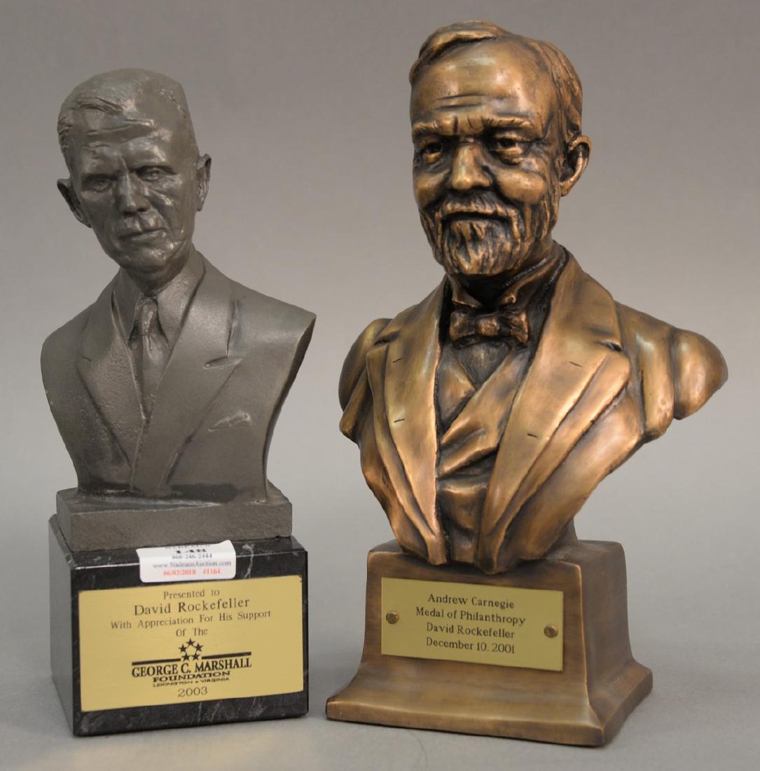 Two busts to include a bronze bust of Andrew Carnegie, (1 of 4)