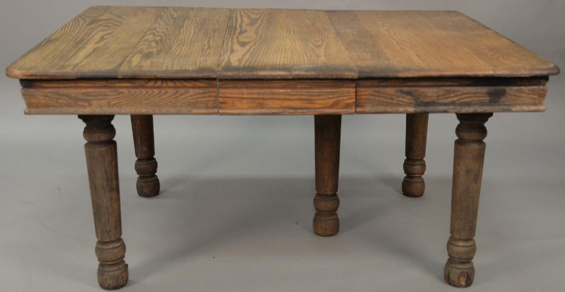 Square oak table with one leaf. open: 42" x 55", (1 of 3)