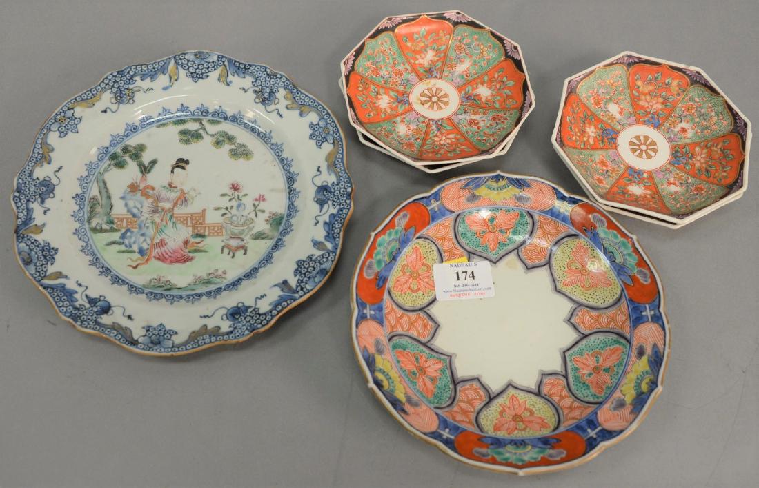 Group of Chinese export plates and dishes to include a (1 of 6)