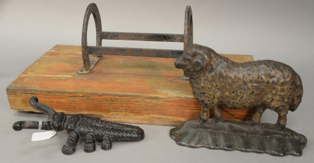 Three piece lot to include a Victorian iron door stop (1 of 3)