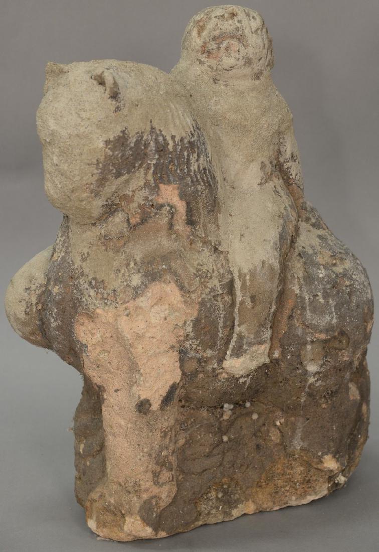 Early content limestone figure on horseback, possibly (1 of 5)