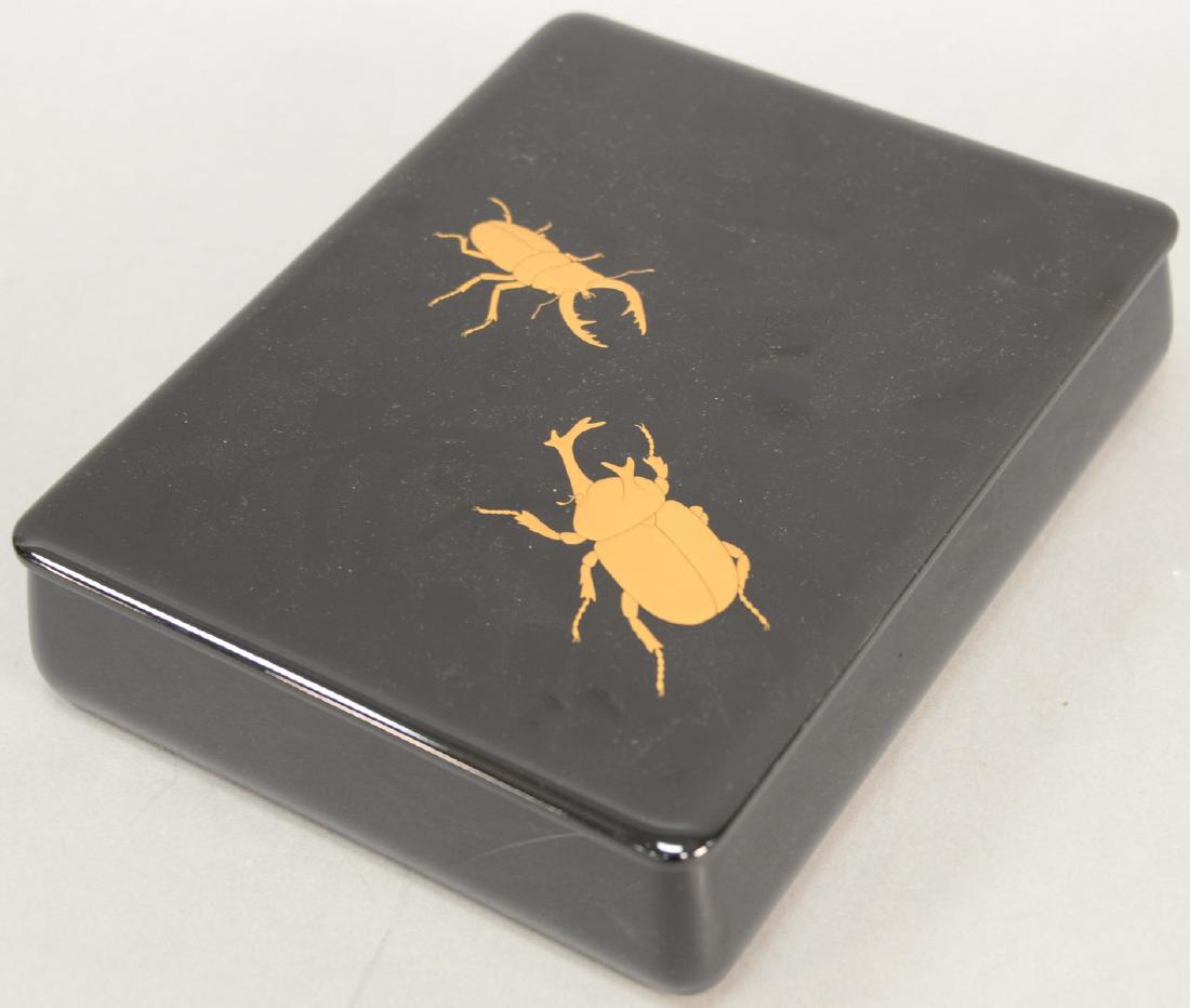Japanese black lacquered beetle box having two gilt (1 of 3)