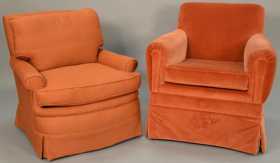 Two easy chairs with custom upholstery, non matching. (1 of 3)