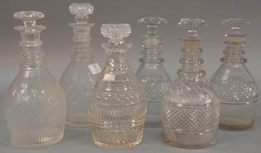 Group of six crystal decanters including two pairs and (1 of 3)