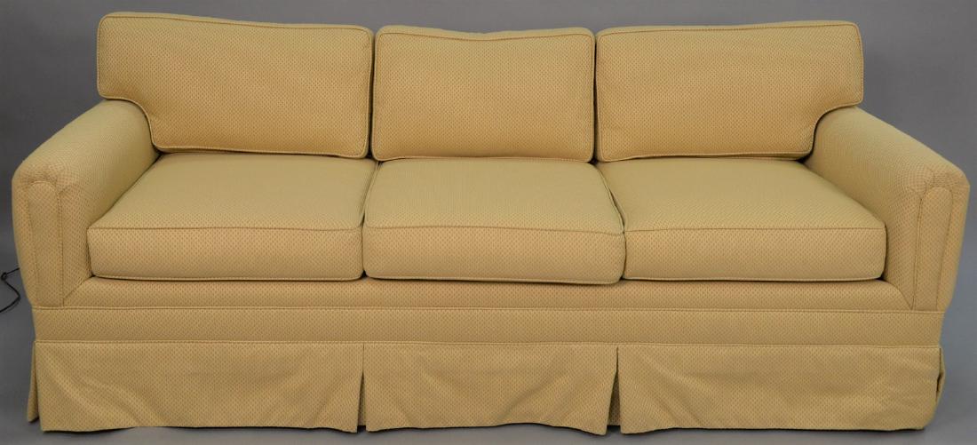 Custom upholstered three cushion sofa with tan (1 of 4)