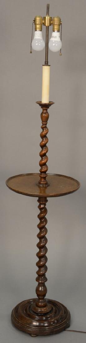 Mahogany floor lamp on twisted shaft with circular (1 of 4)