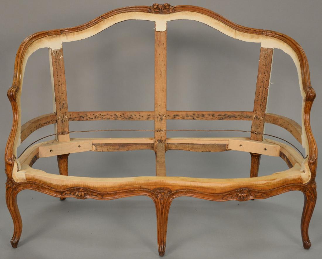 French Louis XV small canape settee carved frame, no (1 of 3)