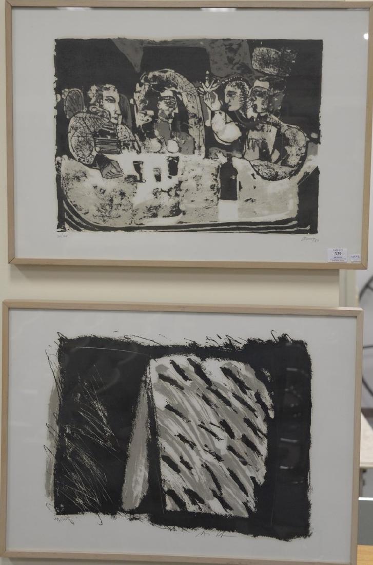 Two framed lithographs, both signed illegibly and (1 of 7)