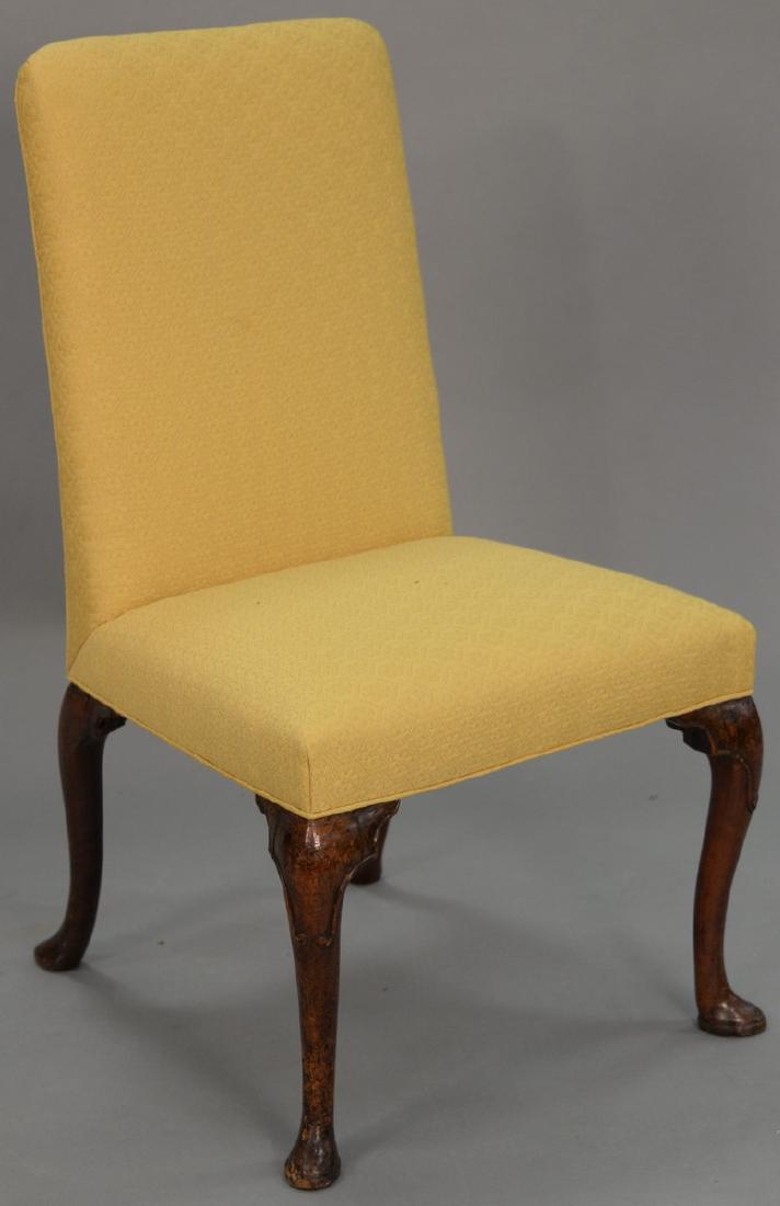 George II walnut chair with upholstered back and seat (1 of 4)