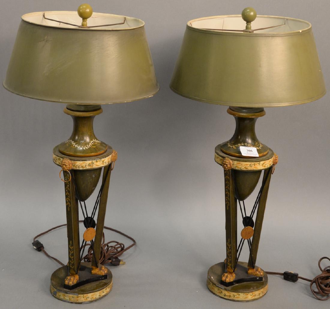 Pair of Chapman French style table lamps, paint (1 of 6)
