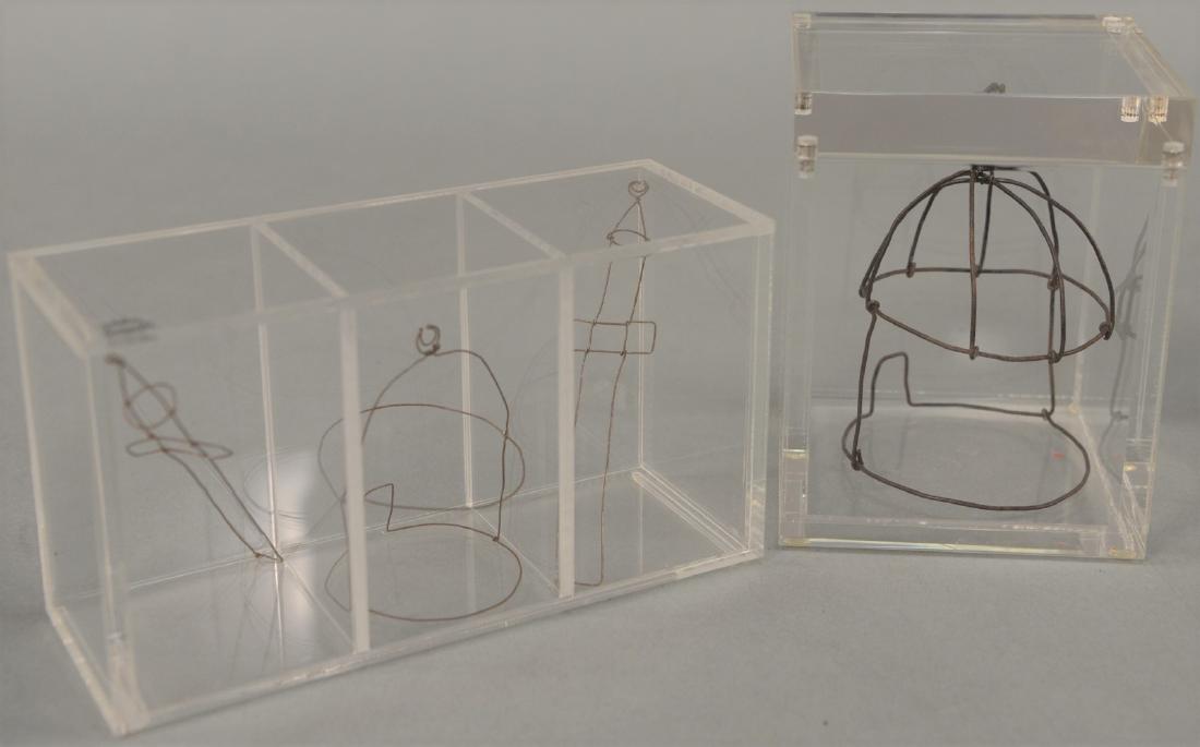 Two Yildiz Sernet wire sculptures in glass cases, gift (1 of 6)