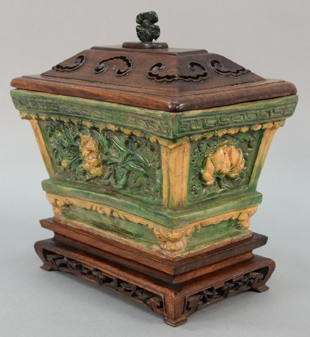 Large Chinese Fahua rectangular censer, body boldly (1 of 9)