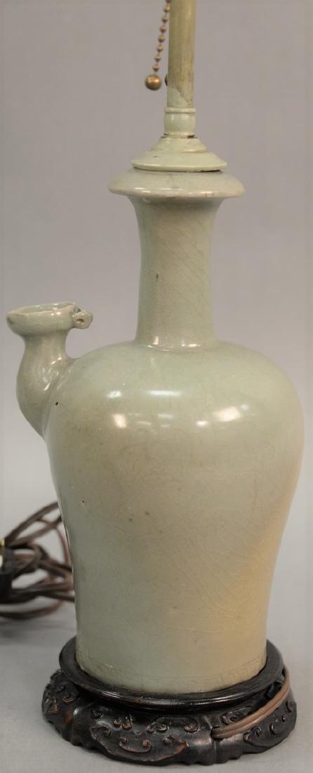 Korean celadon crackle glazed vessel having elongated (1 of 5)