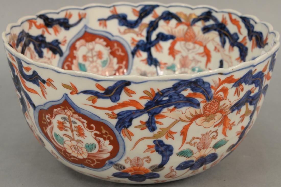 Large Imari porcelain bowl enameled iron red, blue, and (1 of 4)