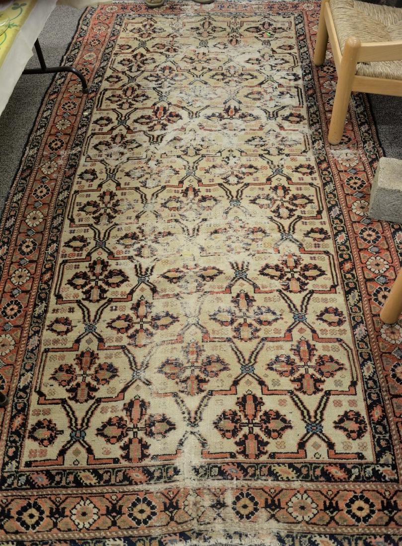 Caucasian Oriental hall runner (very worn). 5'3" x 10' (1 of 3)