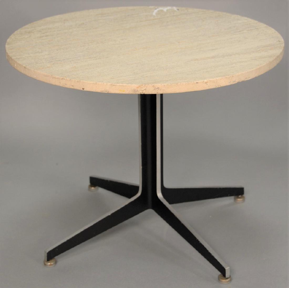 Mid-Century metal table base with round poured marble (1 of 3)