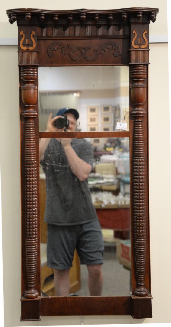 Federal style mahogany two part mirror, 45" x 20" (1 of 5)