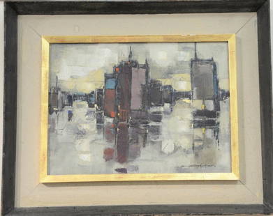 Max Gunther (1934-1974), oil on canvas, Decomposed City: Max Gunther (1934-1974), oil on canvas, Decomposed City "Cite Decomposee" 1958; signed, titled, and dated on verso; signed lower right: Max Gunther, having original "Collection of David Rockefeller" i