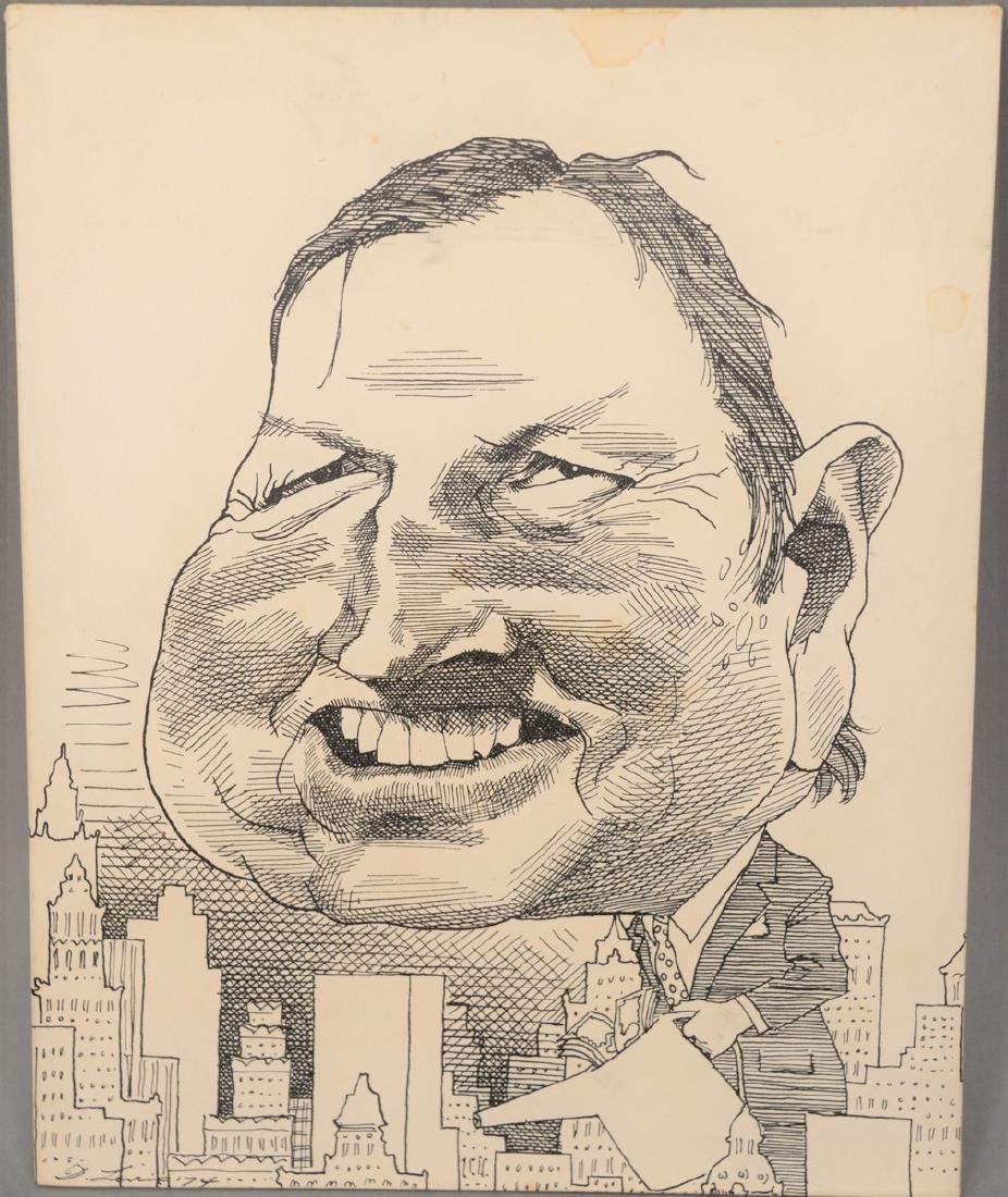 David Levine (1926-2009), pen ink on paper, caricature (1 of 6)
