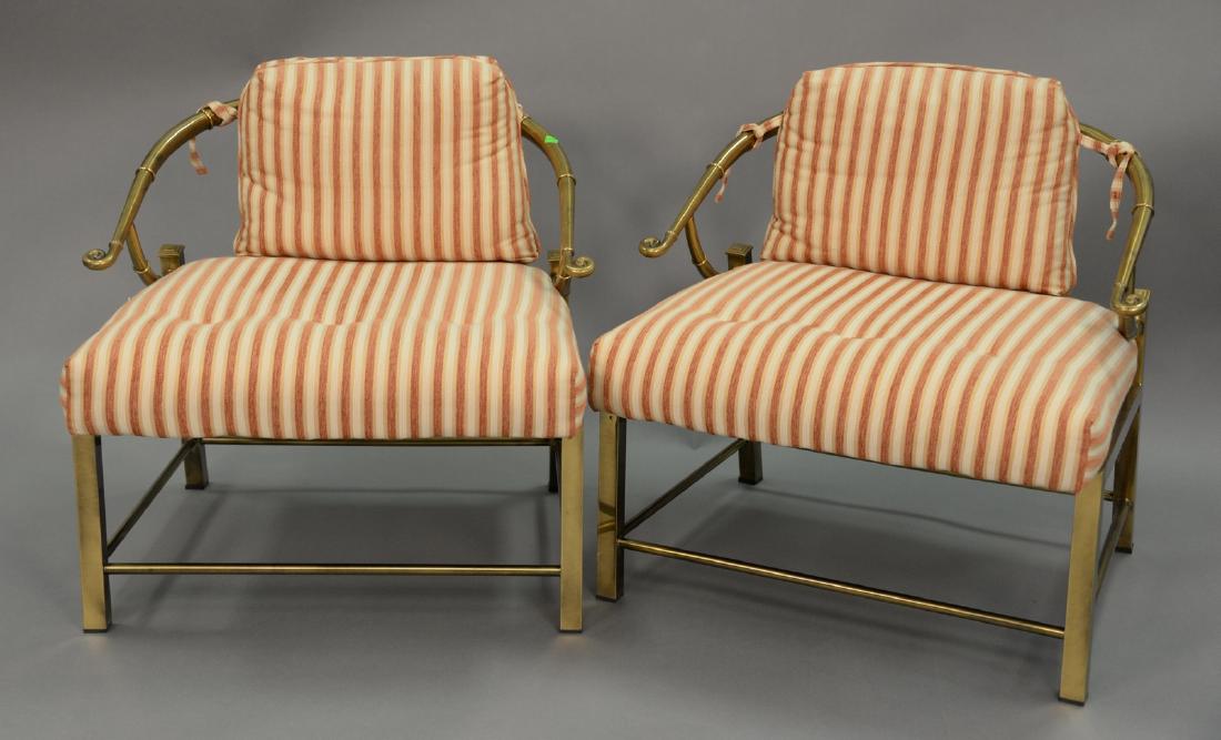 Pair of Mastercraft Asian form brass lounge chairs. (1 of 4)