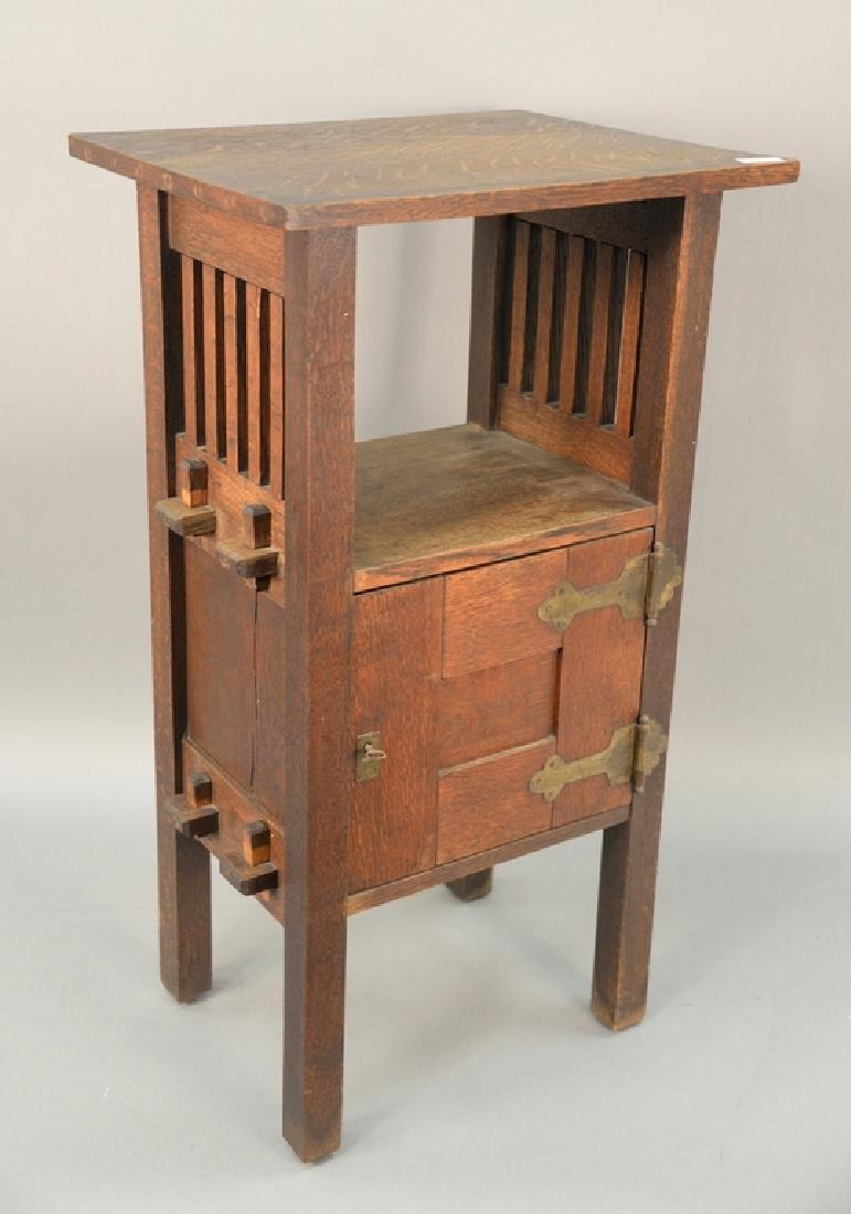 Two tier mission oak arts and craft style side table (1 of 5)