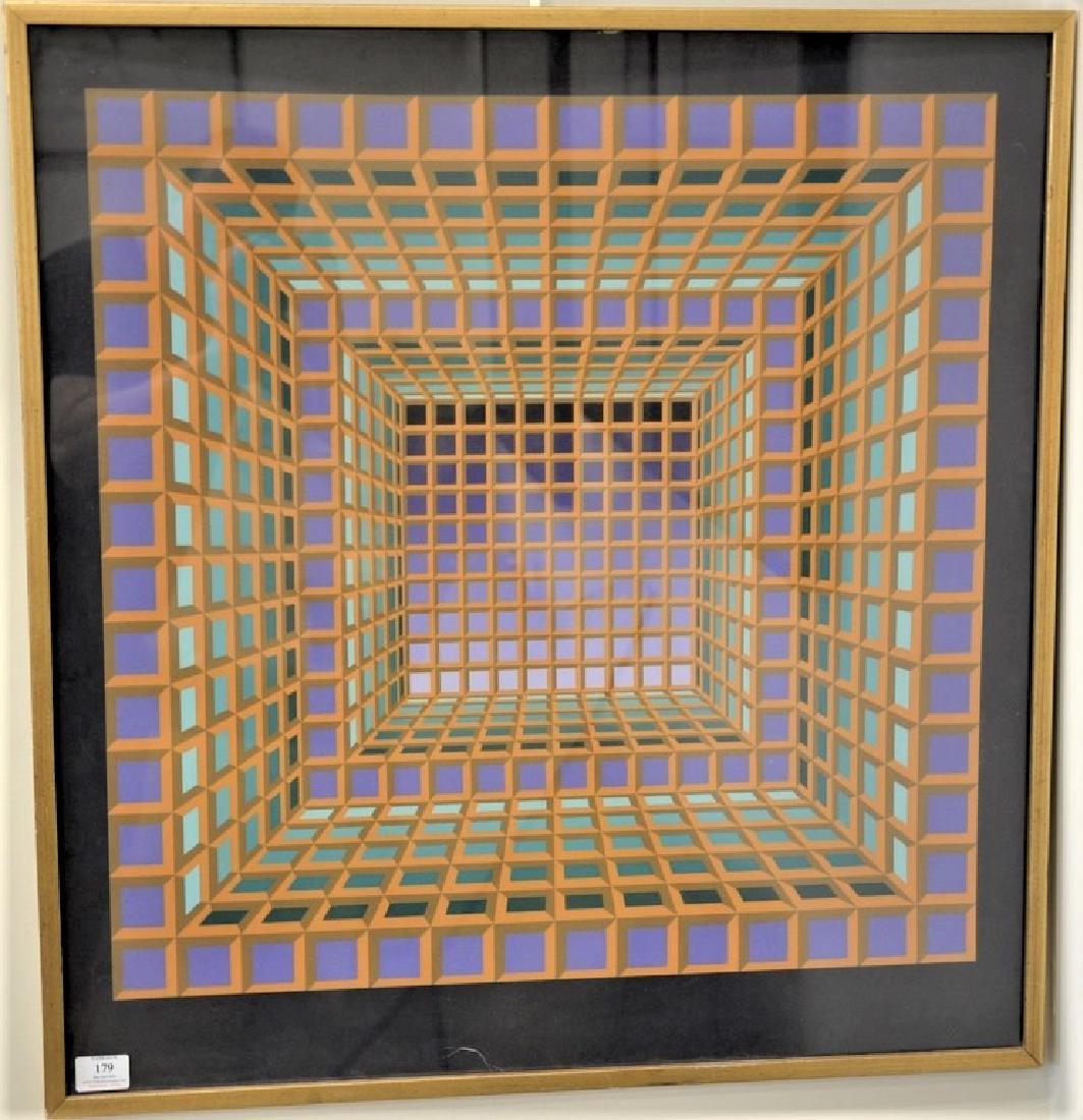 Victor Vasarely, lithograph, Blocks in Color, pencil (1 of 3)