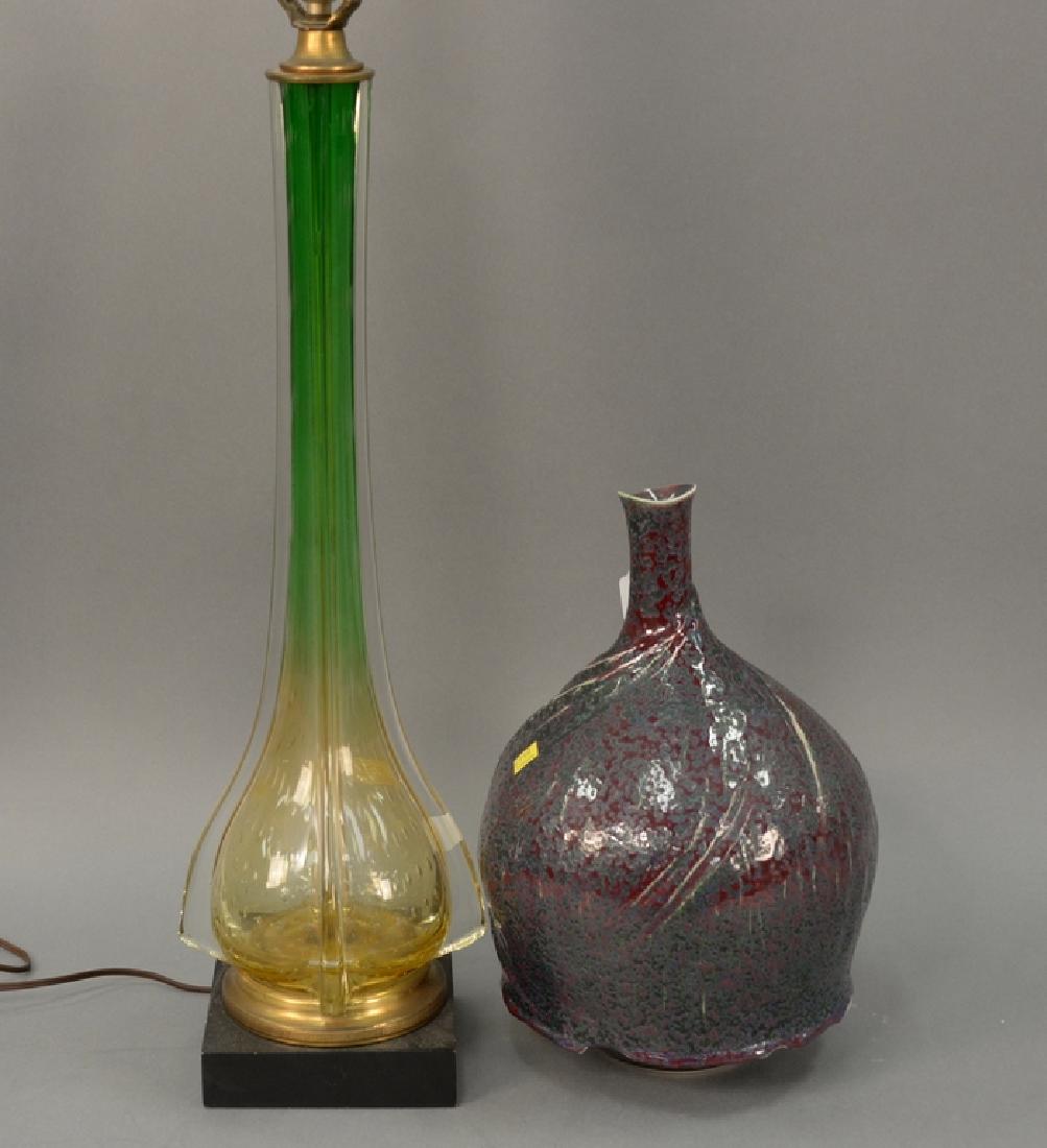Two piece lot to include Murano glass table lamp (total (1 of 4)