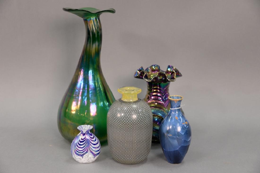 Group of five assorted vases to include large green art (1 of 7)