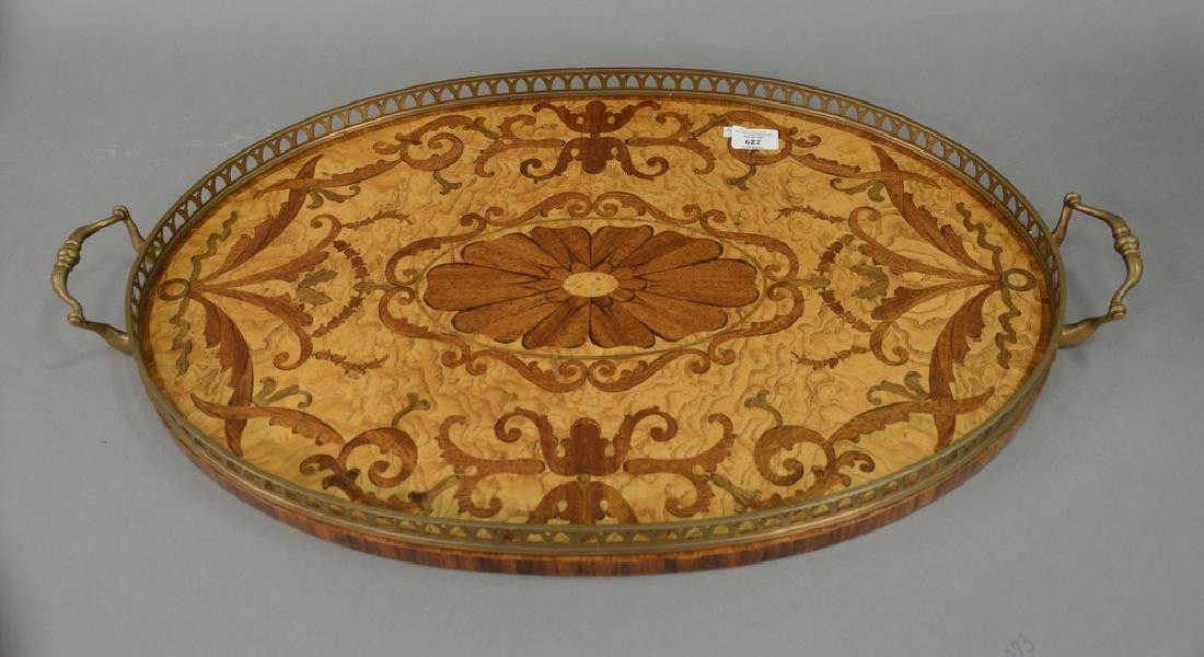Maitland Smith inlaid serving tray having brass