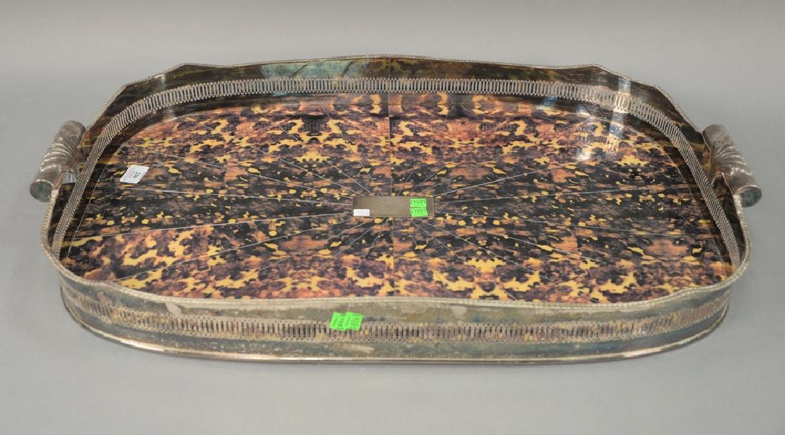Large serving tray having faux tortoise shell and (1 of 4)