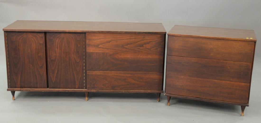 Two piece lot of custom 60's walnut furniture to (1 of 5)