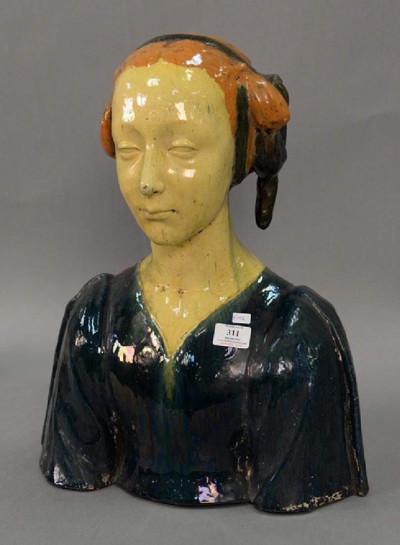 Austrian glazed porcelain bust (crazing, paint losses). (1 of 5)