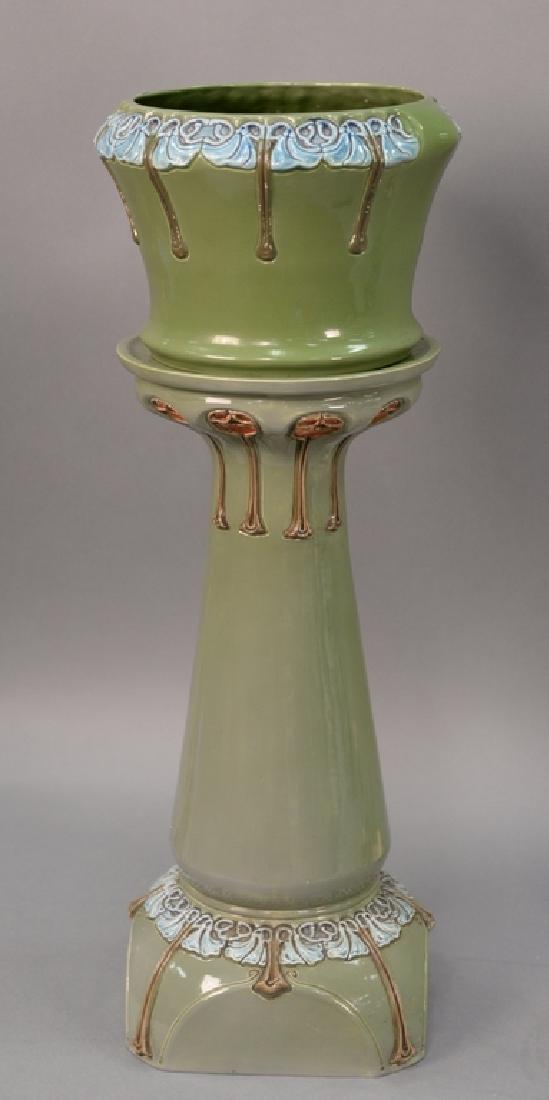Jacques or Julius Dressler Austrian jardiniere planter: Jacques or Julius Dressler Austrian jardiniere planter on pedestal, art nouveau, marked Austria JBD. ht. 28 1/2in.