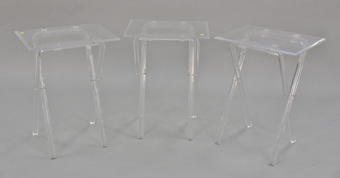 Three lucite folding tables. ht. 27in., top: 15" x 20" (1 of 3)