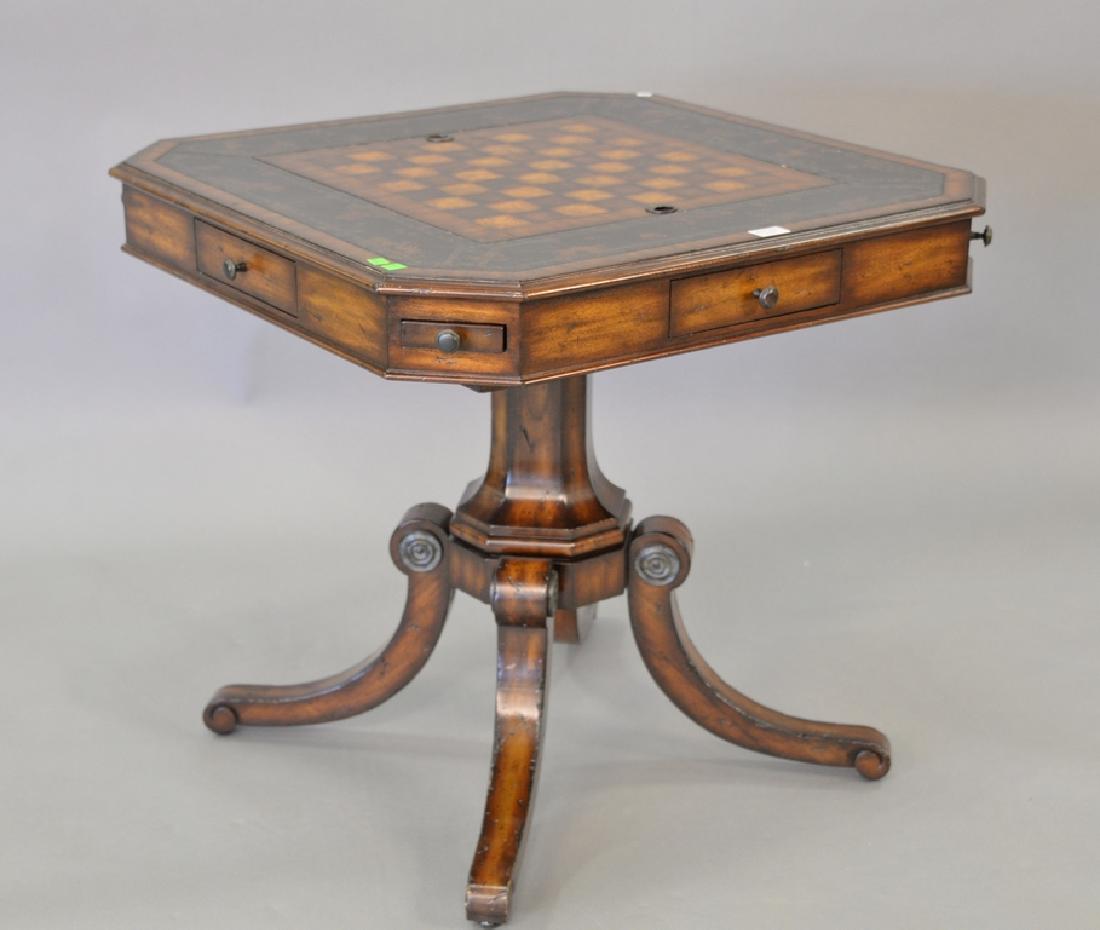 Maitland Smith leather top games table with backgammon, (1 of 6)