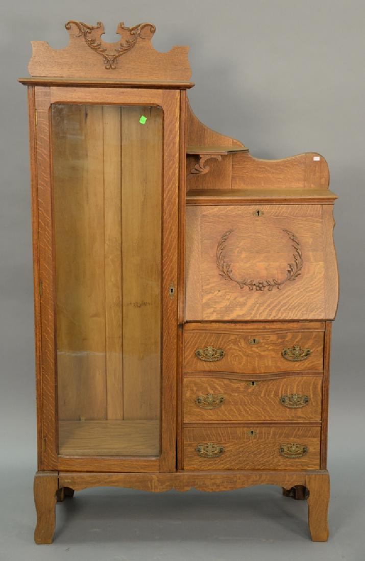 Oak side by side desk. ht. 67in., wd. 40in., dp. 12in. (1 of 5)