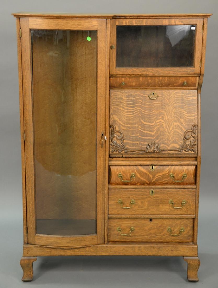 Oak side by side desk. ht. 60in., wd. 39in., dp. 13in. (1 of 4)