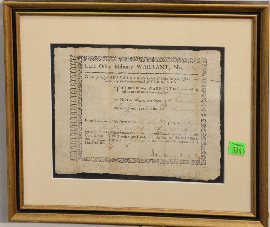 Two framed pieces including Land Office Military (1 of 3)