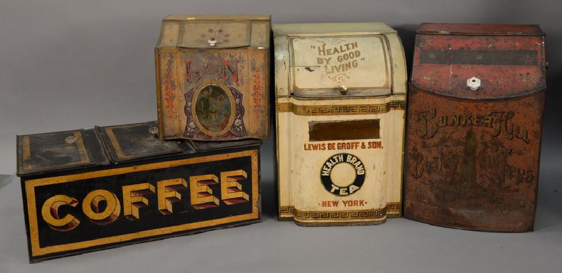 Four large containers including toleware coffee (1 of 5)