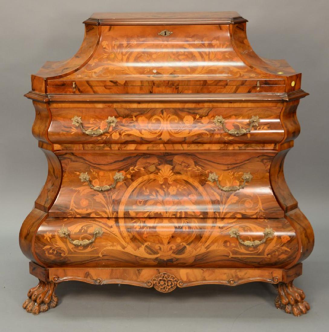 Contemporary marquetry inlaid three drawer chest with (1 of 4)