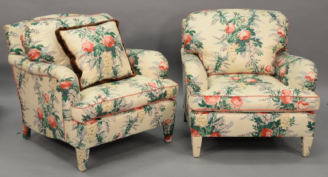 Pair of custom chintz upholstered club chairs. wd. (1 of 4)