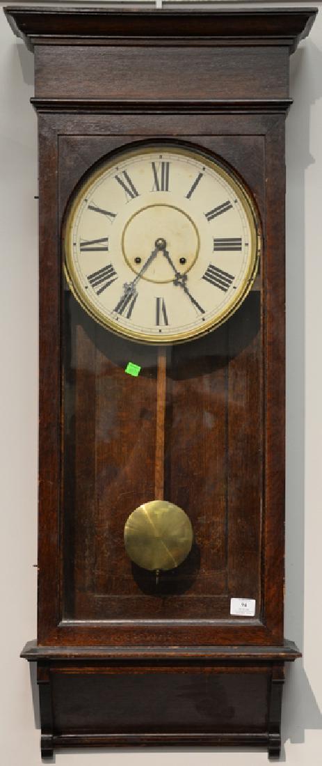 Waterbury oak regulator clock. ht. 46in. (1 of 3)
