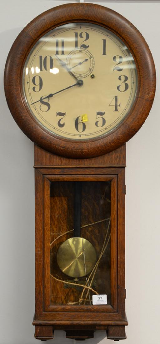 Oak weight driven regulator clock, probably Seth Thomas (1 of 3)